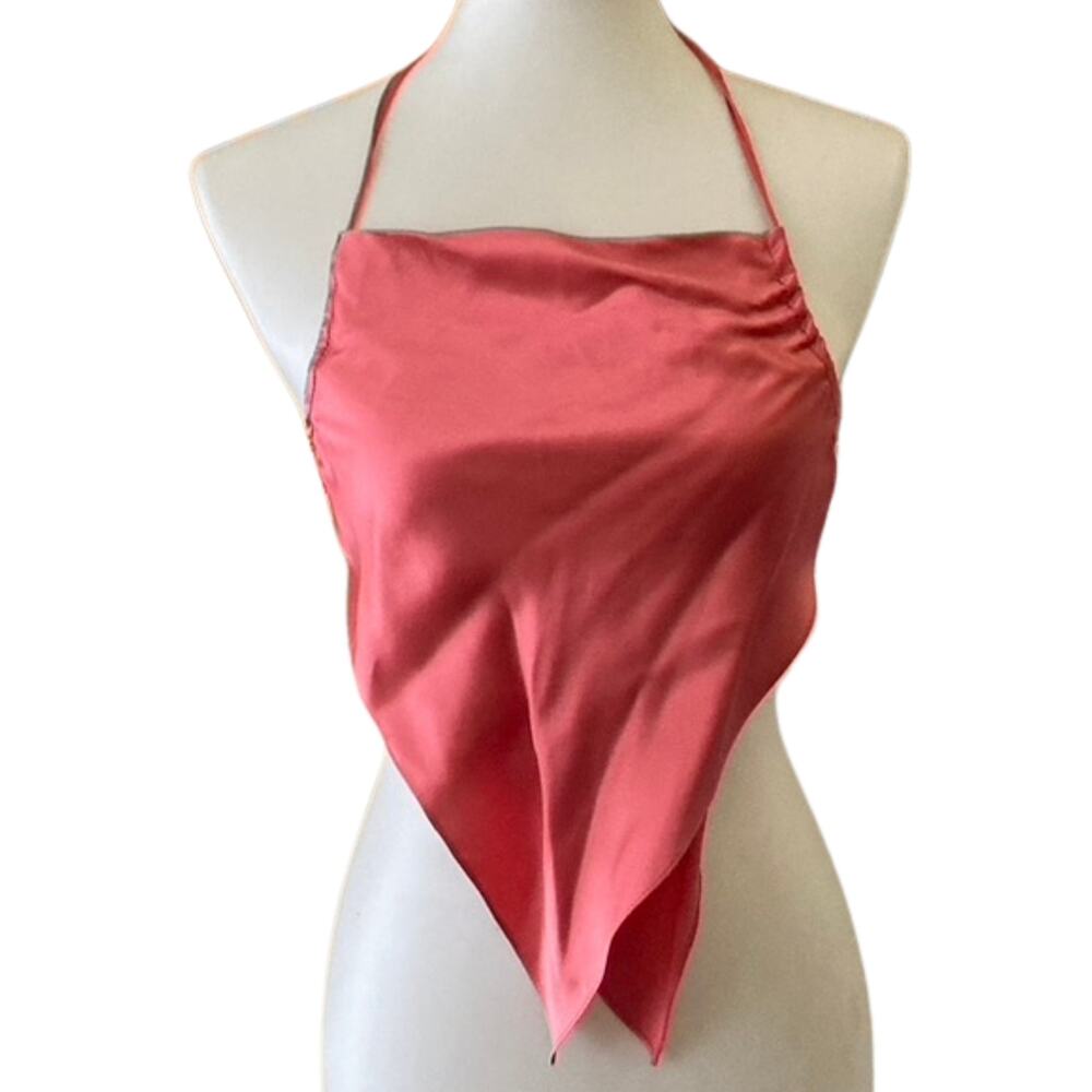 100% Silk KES NYC  Scarf Top, Never Worn, OS, Raspberry